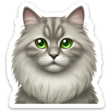 fluffy cat with green eyes  sticker