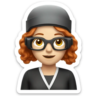 redhead teacher wearing a VR headset sticker