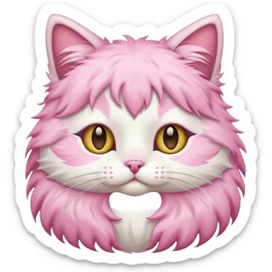 Fluffy cat with pastel pink fur. sticker