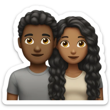 interracial couple with long hair boy sticker