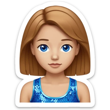 Close from Bratz with long light brown hair, light skin, blue eyes, blue sequin crop top sticker