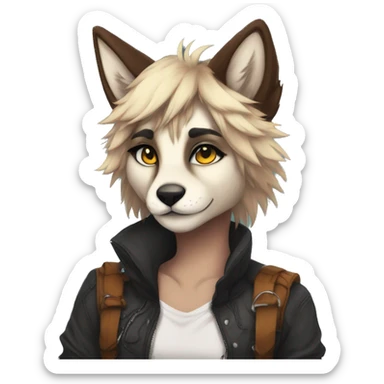 Edgy modern anthro furry sona by Falvie, AngieWolf sticker