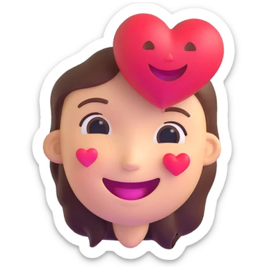 smiling face with heart, heart floating near cheek, bright colors sticker
