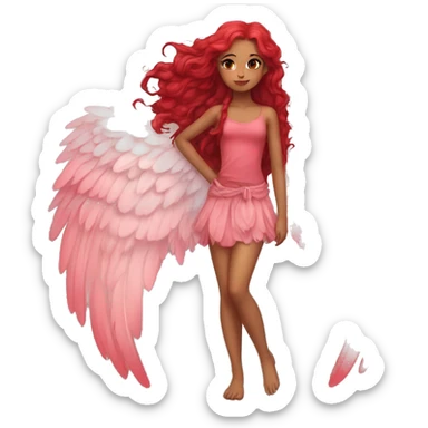 big wings, rose, Beautiful, fairy, red, long hair sticker
