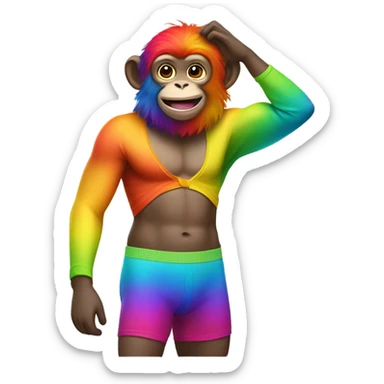 Monkey with rainbow underwear sticker