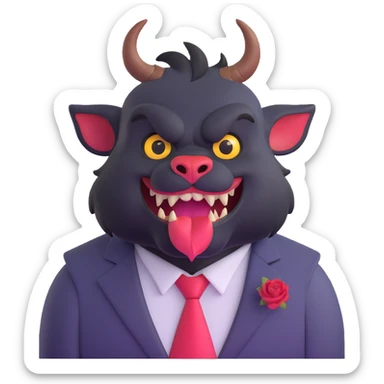 Beast from Beauty and the Beast with human mouth looking friendly, less fierce, elegant clothes sticker