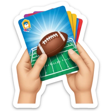 hand opening football card packs in madden sticker