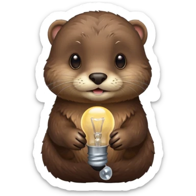 otter holding one lightbulb sticker