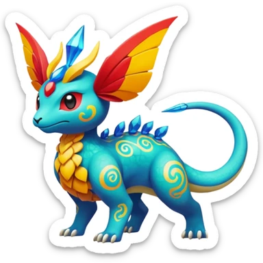 Elemental magical colorful exotic Pokémon-Fakémon-creature sticker