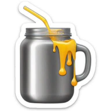juice pours from a saucepan into a jar sticker
