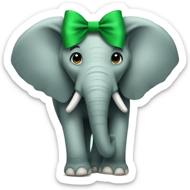 Elephant wearing a green bow sticker