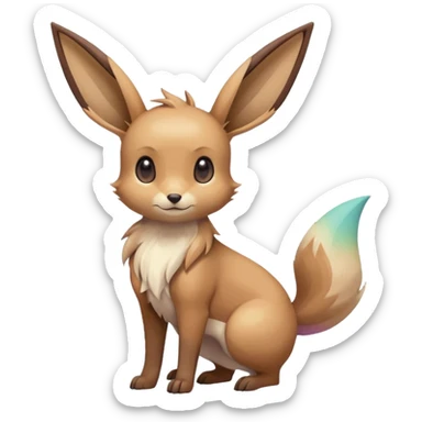 Kawaii Shiny Colorful Pastel Slender Elegant Sleek Thin Beautiful Gorgeous Pretty Mature Realistic Eevee-Fakémon-Pokémon-creature Full Body sticker