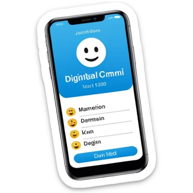 digital busniess card on a phone screen in english written just a phone screen no hands and a very professional without any empji sticker