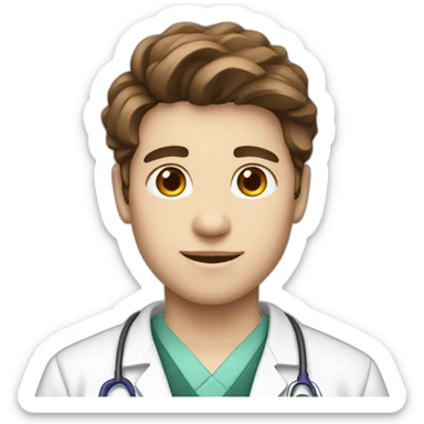 young male medical student with white skin and brown hair sticker