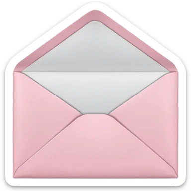 pastel pink envelope, open with paper inside sticker