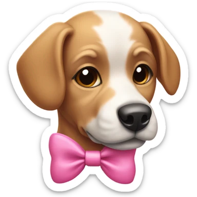 Dog wearing cute pink bow sticker