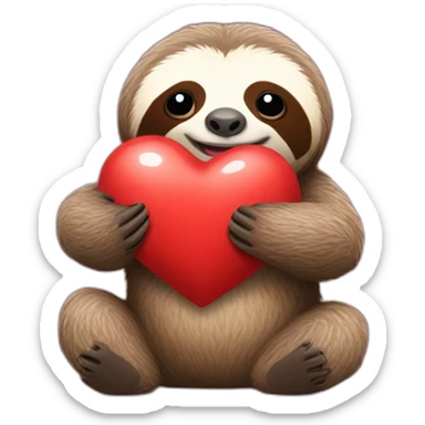 sloth holding a big heart sticker