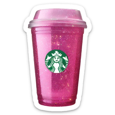 Pink glass starbucks cup glitter sticker