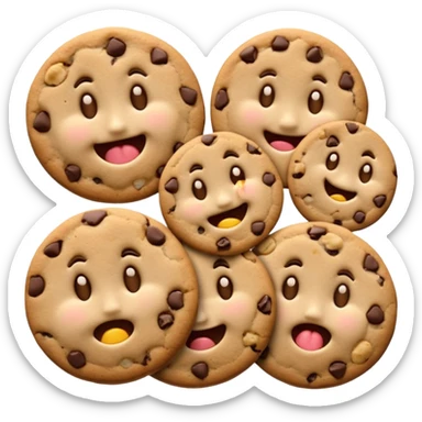 please create cookie emojis, similar to a cookie that looks like it's smiling for a happy cookie, or a cookie that looks like it's frowning for a sadcookie. please use other emotions other than happy or sad sticker