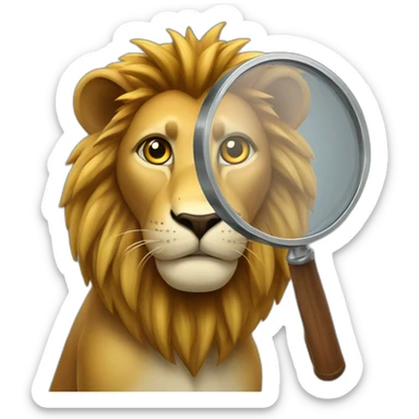 lion inspector with magnifying glass sticker