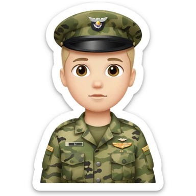 military boy in camouflage uniform pregnant  sticker