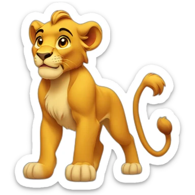 walking simba cartoon  sticker