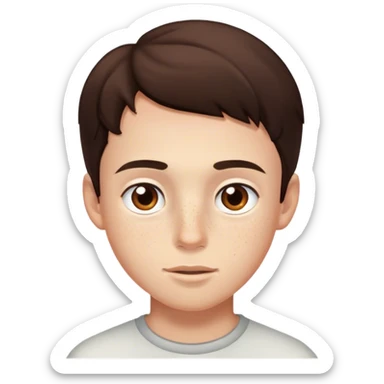 brunette boy with brown eyes and freckles sticker