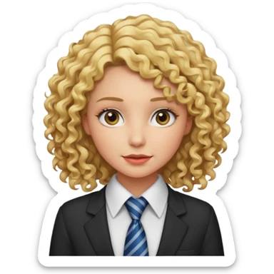 curly woman blonde with tie sticker