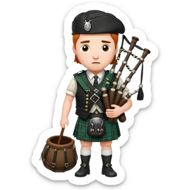 Sad bagpiper sticker