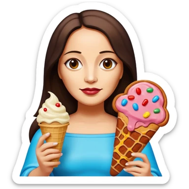 pop art neon Monalisa holding Melted spam meat ice cream pizza slice sticker