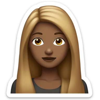 Girl with middle pathed straight long hair that is a dark caramel blonde with brown eyes sticker