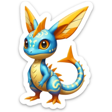 Colorful Shiny Exotic Victini-Salandit-Aurorus-Fakémon-hybrid-creature (full body)  sticker