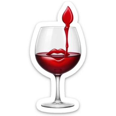 lipstick kiss on red wine glass sticker