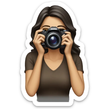 woman photographer camera covering face brunette sticker