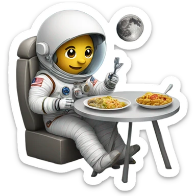astronaut eating dinner on the moon sticker