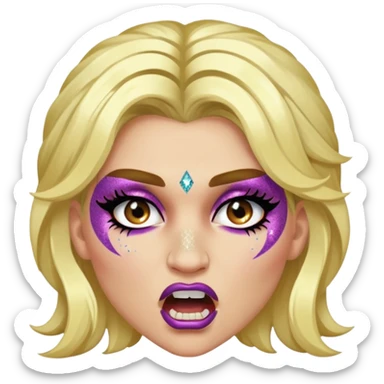 kesha with glitter making a snarling fun face sticker