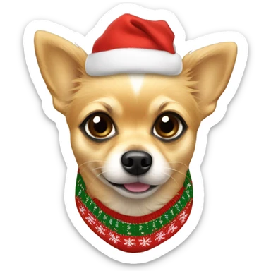 Pomeranian chihuahua mix wearing Christmas sweater sticker