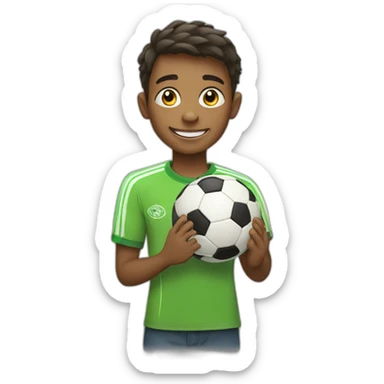 cheerful boy with a soccer ball sticker