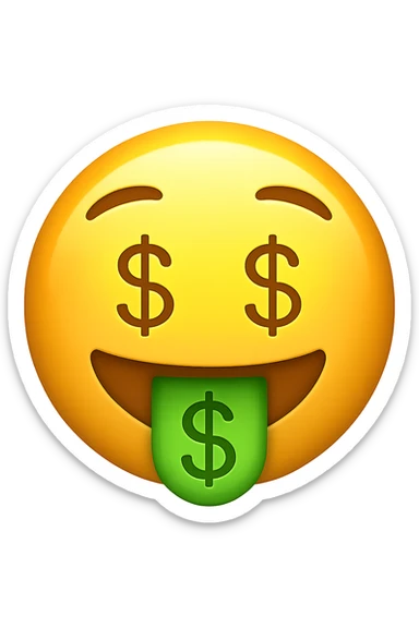 face with money mouth emoji sticker