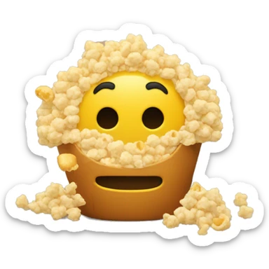 Cabeza redonda amarilla y explotando palomitas por la cabeza sticker