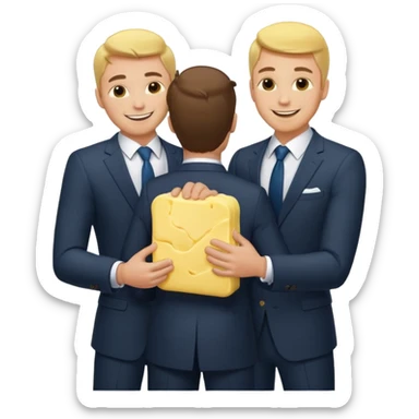 I man handsome puts butter on another man‘S back wearing suits sticker
