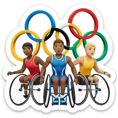 paralympic games with disable athletes with the olympic rings sticker