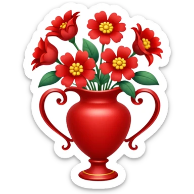 flower in a vase with decorative ribbon sticker