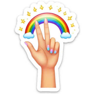 extremely zesty, flamboyant hand gesture with exaggerated pose, rainbow sparkles sticker