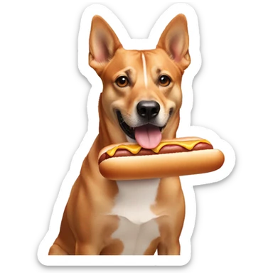 a dog eating a hot dog wearing heavy make up sticker