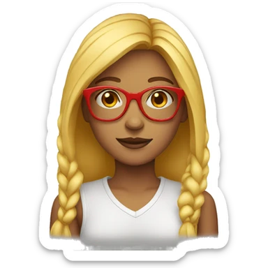 Red glasses teenage girl sticker