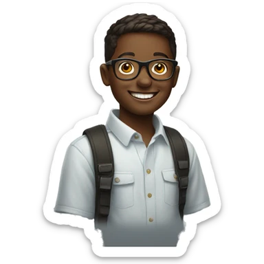 smiling boy in glasses portrait as an emoji sticker
