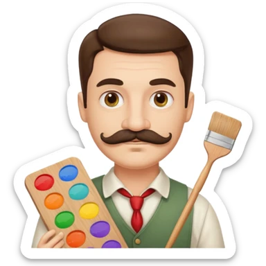 artist with a palette and a moustache sticker