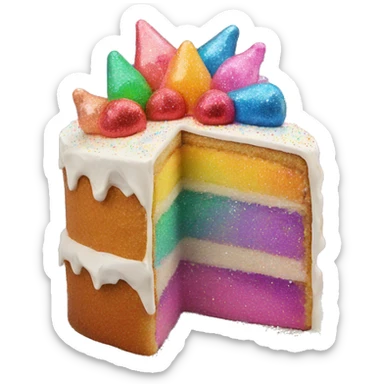 Realistic cake with colorful glitter sticker
