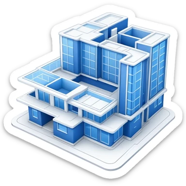 blue blueprint plan with crisp white architectural lines sticker